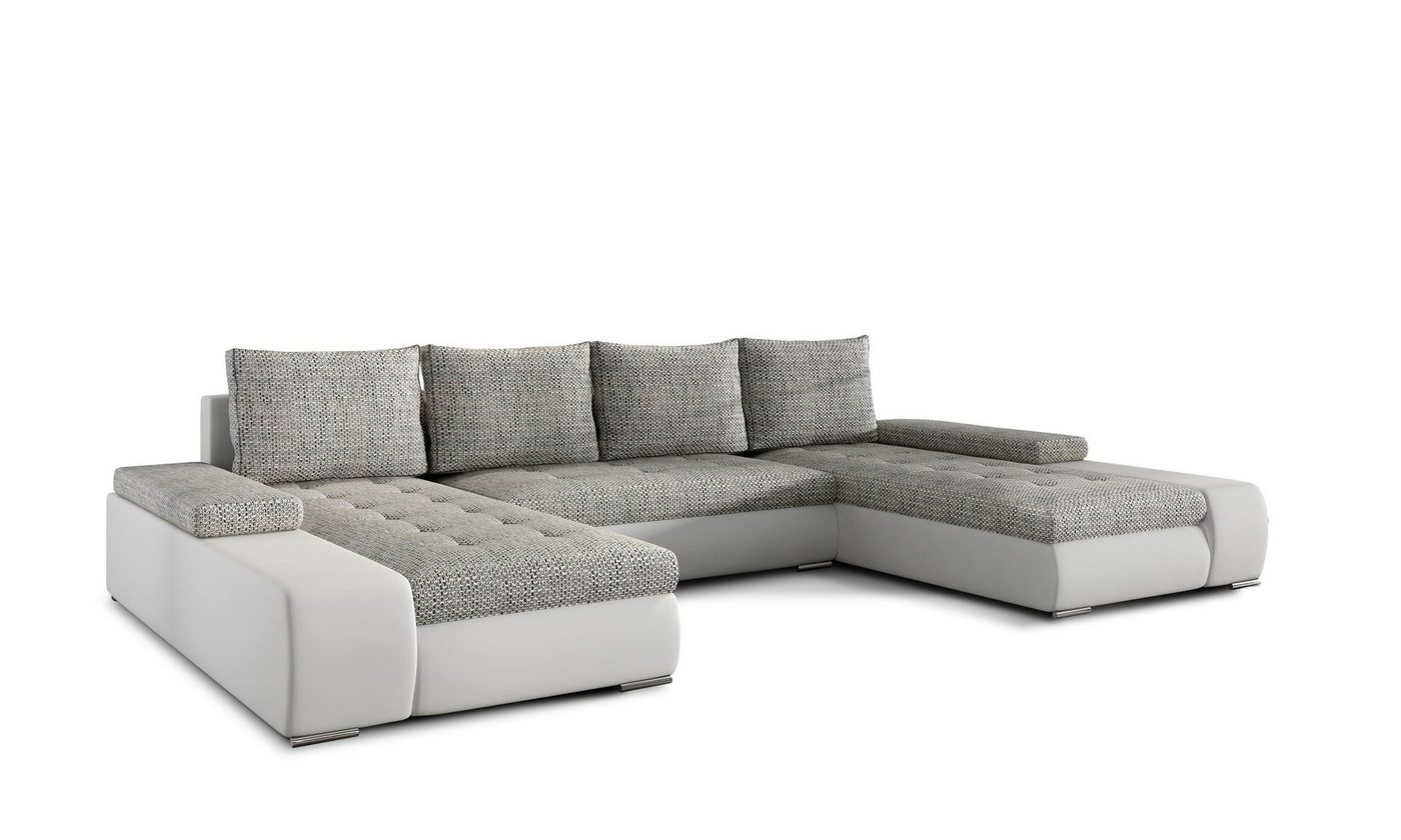 MOEBLO Wohnlandschaft LARINO, Eckcouch mit Bettfunktion Couch U-Form Polstergarnitur Wohnlandschaft Polstersofa Ecksofa Couchgranitur Sofa, mit Schlaffunktion und Bettkasten, - (BxHxT): 363x88x200 cm von MOEBLO