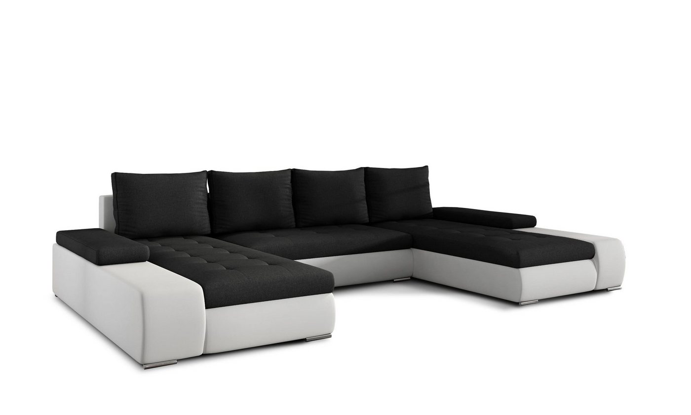 MOEBLO Wohnlandschaft LARINO, Eckcouch mit Bettfunktion Couch U-Form Polstergarnitur Wohnlandschaft Polstersofa Ecksofa Couchgranitur Sofa, mit Schlaffunktion und Bettkasten, - (BxHxT): 363x88x200 cm von MOEBLO