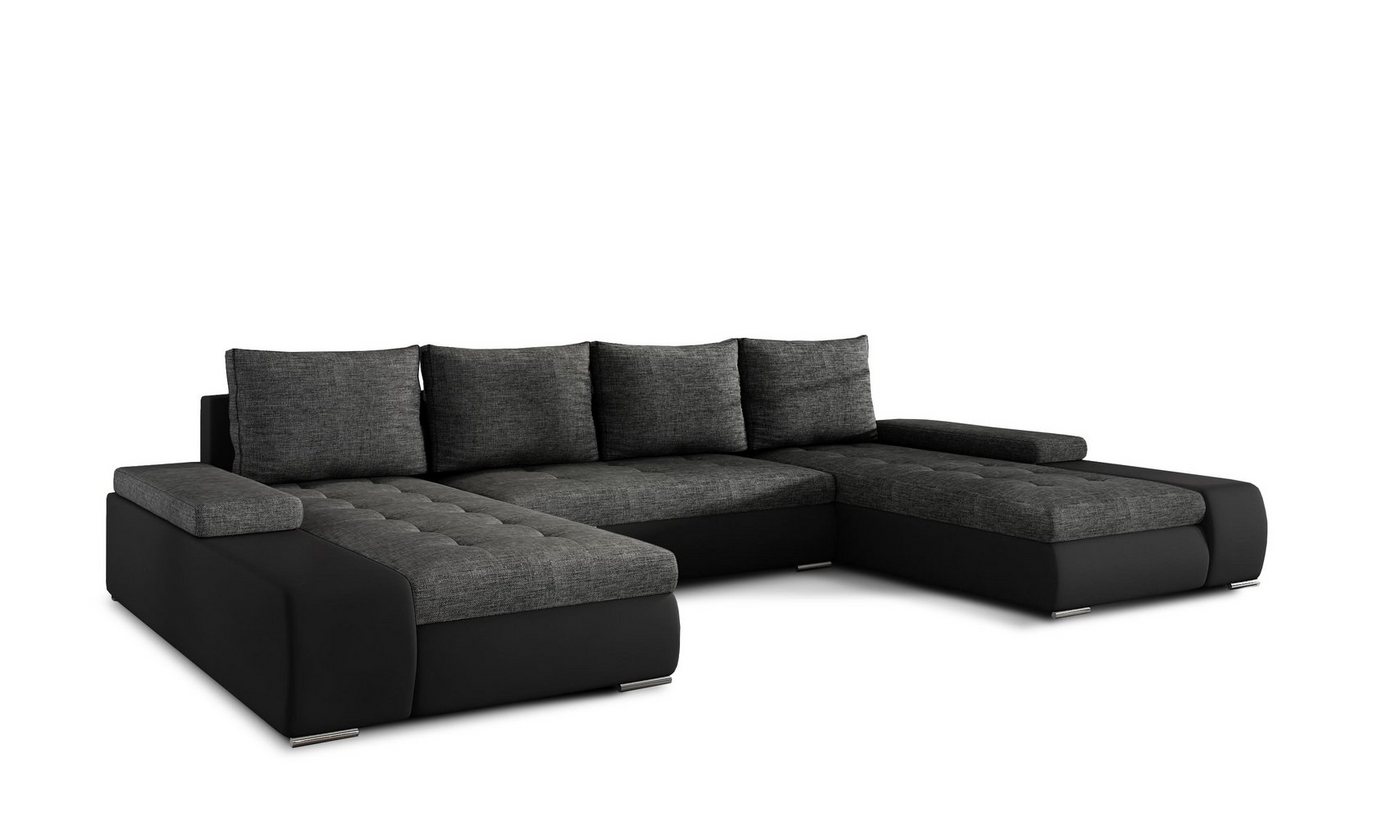 MOEBLO Wohnlandschaft LARINO, Eckcouch mit Bettfunktion Couch U-Form Polstergarnitur Wohnlandschaft Polstersofa Ecksofa Couchgranitur Sofa, mit Schlaffunktion und Bettkasten, - (BxHxT): 363x88x200 cm von MOEBLO