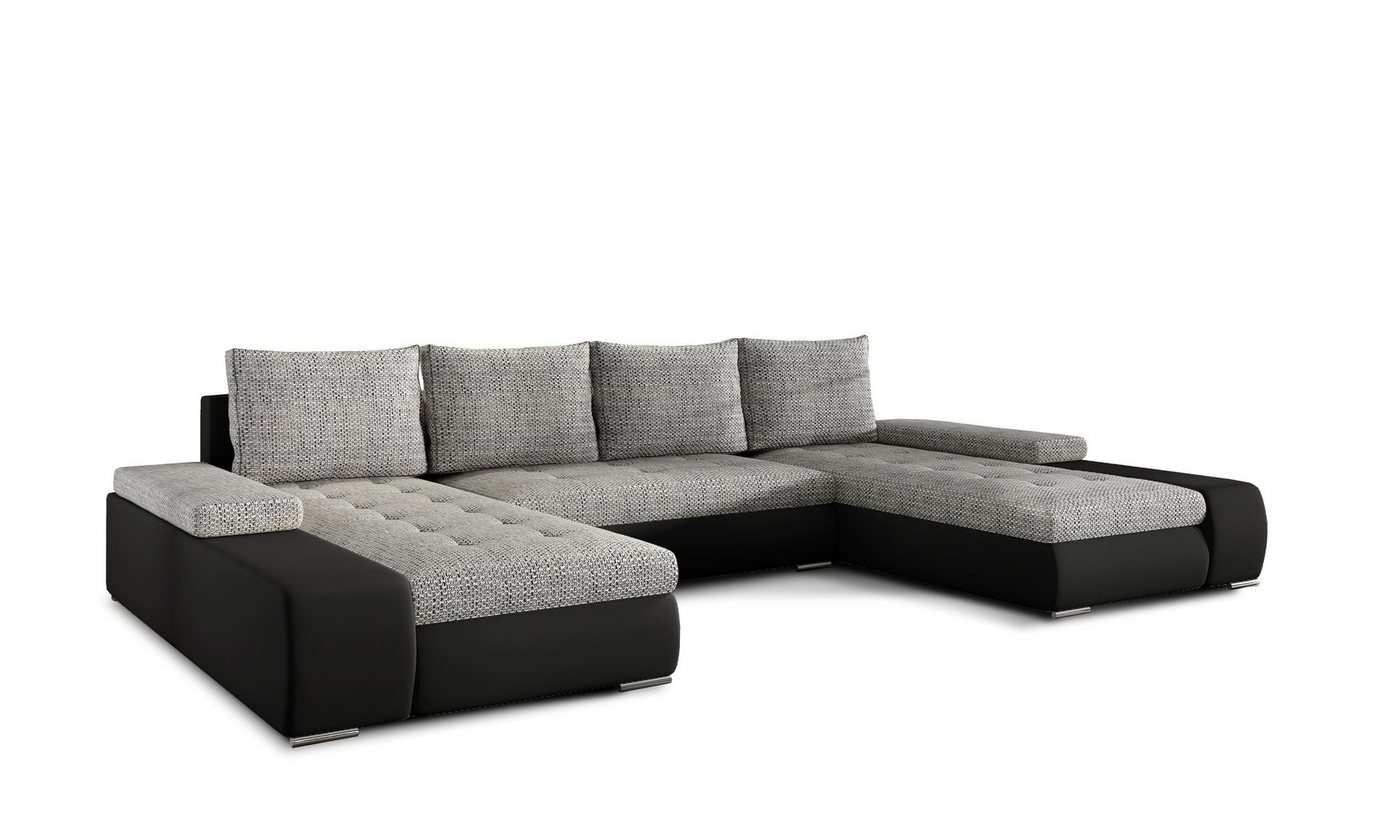 MOEBLO Wohnlandschaft LARINO, Eckcouch mit Bettfunktion Couch U-Form Polstergarnitur Wohnlandschaft Polstersofa Ecksofa Couchgranitur Sofa, mit Schlaffunktion und Bettkasten, - (BxHxT): 363x88x200 cm von MOEBLO