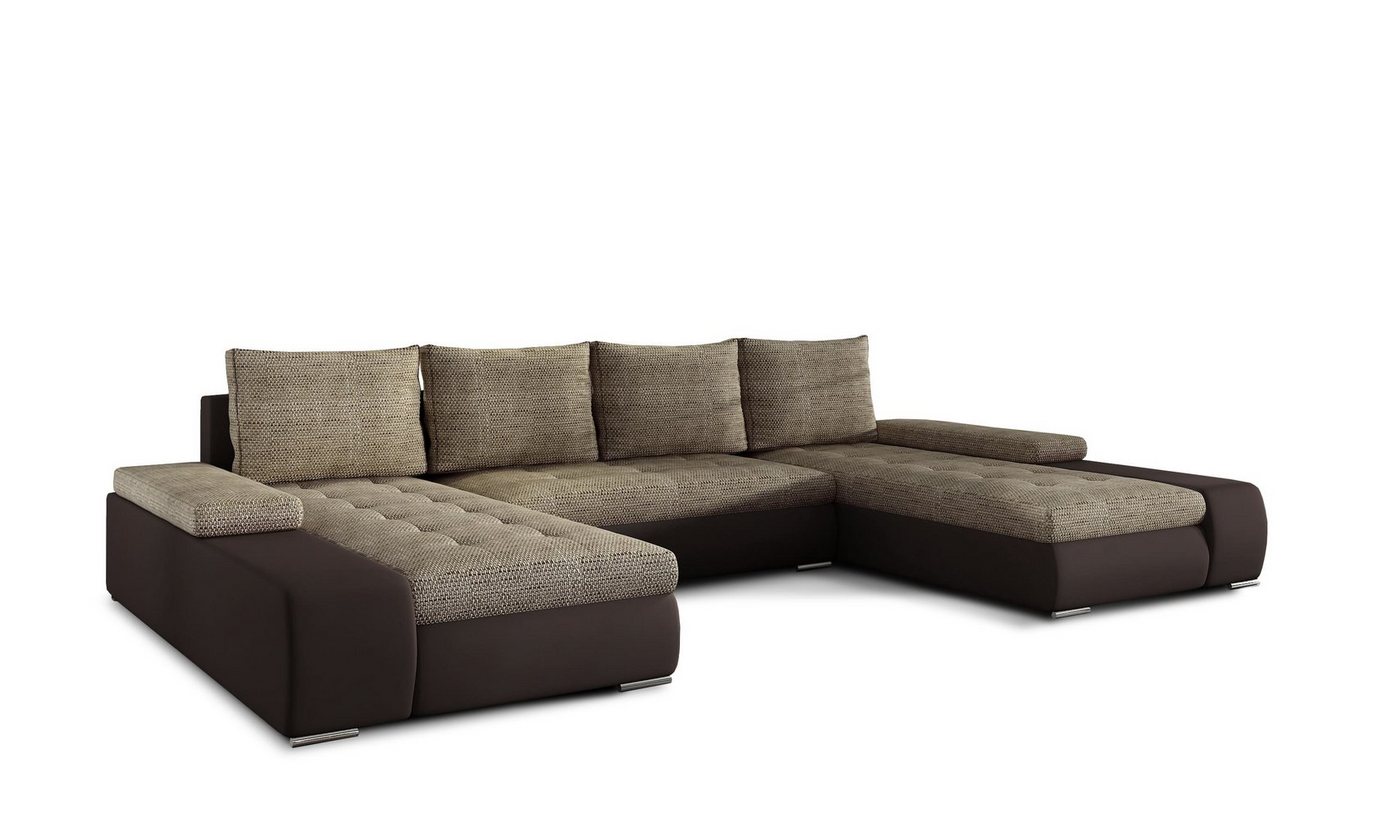 MOEBLO Wohnlandschaft LARINO, Eckcouch mit Bettfunktion Couch U-Form Polstergarnitur Wohnlandschaft Polstersofa Ecksofa Couchgranitur Sofa, mit Schlaffunktion und Bettkasten, - (BxHxT): 363x88x200 cm von MOEBLO