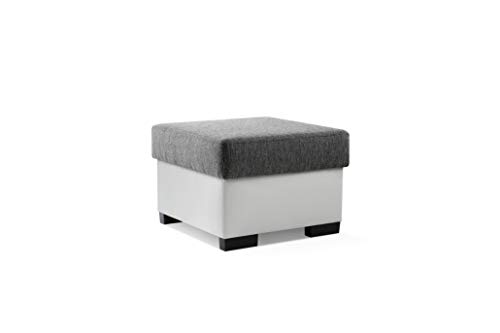 Pouf Hocker mit Stauraum Sitzhocker Sofa Couch Puff Hocker Fußbank aus Leinen und Massivholz Sitzbank Aufbewahrungsbox mit Decke Cobby von MOEBLO