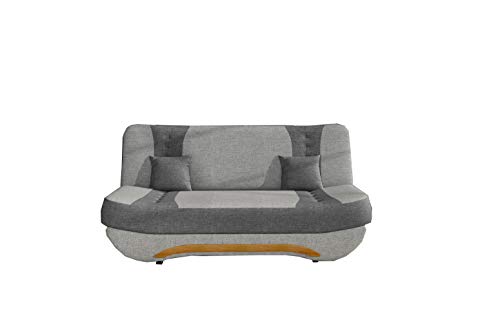 Sofa mit Schlaffunktion und Bettkasten, Couch für Wohnzimmer, Schlafsofa Federkern Sofagarnitur Polstersofa Wohnlandschaft mit Bettfunktion - Feba (Hellgrau + Dunkelgrau (Sawana 21 + Sawana 05)) von MOEBLO