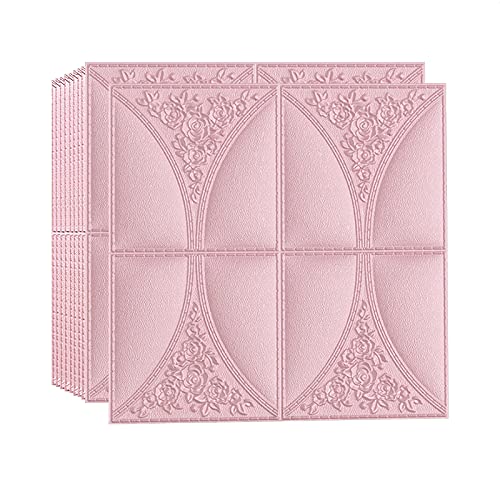 3D Wandpaneele Selbstklebend,3D Ziegelstein Tapete 6 stücke 70x70cm 3d stereo schaum wandaufkleber deckenplatte dachaufkleber selbstkleber DIY. Hintergrund Tapete Dekor Wohnzimmer ( Color : Pink , Siz von MOEENS