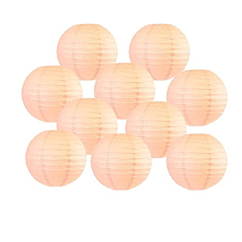 Lampions Rund Lampenschirm 10 Teile Pro Set Peach Papier Laternen Ball Lampion Hochzeitsfeier Im Freien Hängende Dekorative Set (Size : 10inch 25cm) von MOEENS