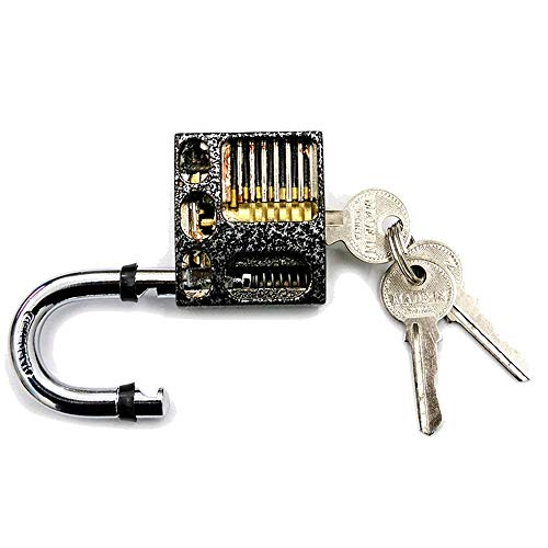 Stück Dietrich Set,Lockpicking Set, Praxis Vorhängeschloss Metall Cutaway Lock Transparente Vorhängeschloss-Disc-Häftlingssperre für Locksmith Skill Training (Color : Metal Cutaway Lock) von MOEENS
