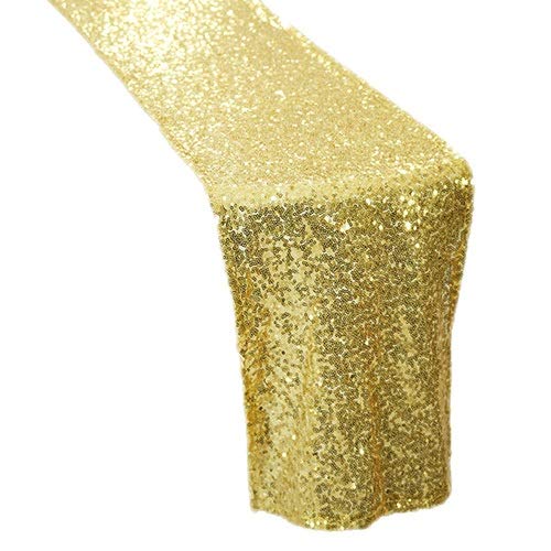 TischläUfer Mit Quasten 1 stücke Pailletten Tischläufer für Hochzeiten Partei Tuch Dekor Esszimmer-Dekorationen(Color:Gold,Size:30CMX240CM_1PCS) von MOEENS