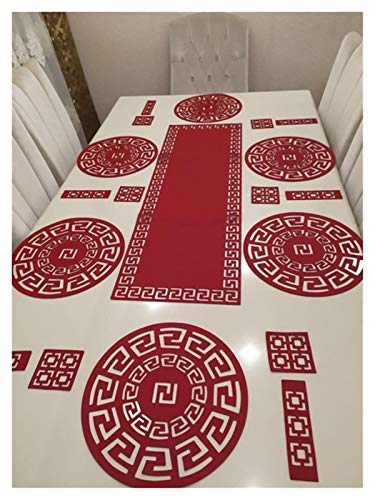 TischläUfer Mit Quasten Tischläufer-Abendessen Set Hochzeit dekorative Partei Esszimmer-Dekorationen(Color:Red) von MOEENS