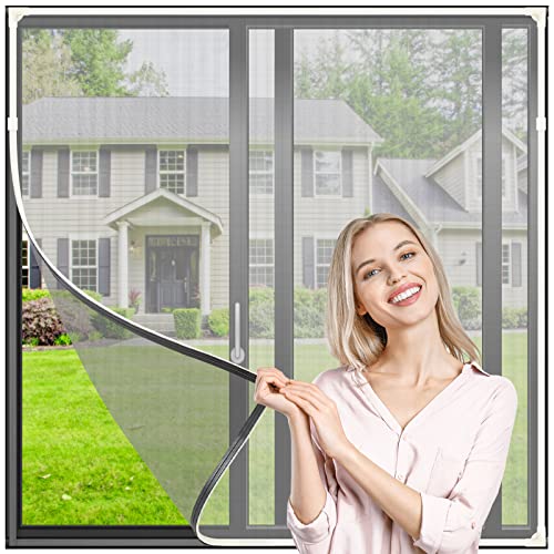 Fensternetze, um Insekten Fernzuhalten, MOEGFY magnetische Fliegengitter für Fenster, Verstellbares DIY-Fenstergitter, Insektenschutz, Moskitonetz, Katzenfensterschutz, Einfach zu Installieren von MOEGFY