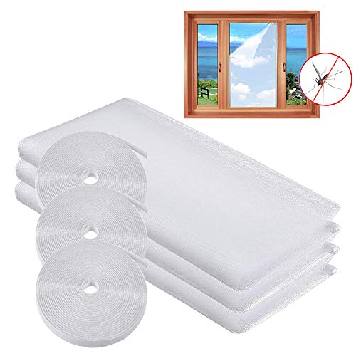 MOEGFY Fliegengitter Fenster Weiss 130X150cm, 3er Pack Mosquito Net Window, Moskitonetz Fliegennetz Fenster, Fensternetz Insektenschutz, Geeignet Für Alle Fenster, Kein Bohren Erforderlich von MOEGFY