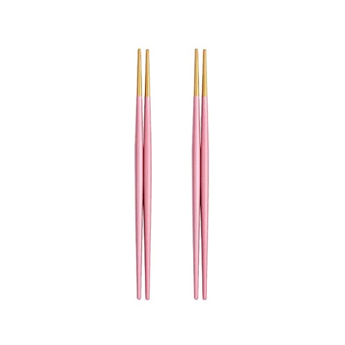 MOEIDO Essstäbchen 2 Paare 304 Edelstahlstäbchen, rutschfeste spitze Essstäbchen, Küchenutensilien wiederverwendbare Metall-Essstäbchen, Sushi-Geschirr ( Color : Pink gold ) von MOEIDO