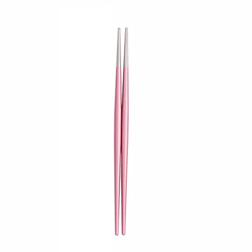 MOEIDO Essstäbchen Stahl Metall Essstäbchen 2 Paar Sushi Nudeln Wiederverwendbare Essstäbchen Metall Sushi Sticks Küche Essstäbchen ( Color : Pink , Size : A ) von MOEIDO