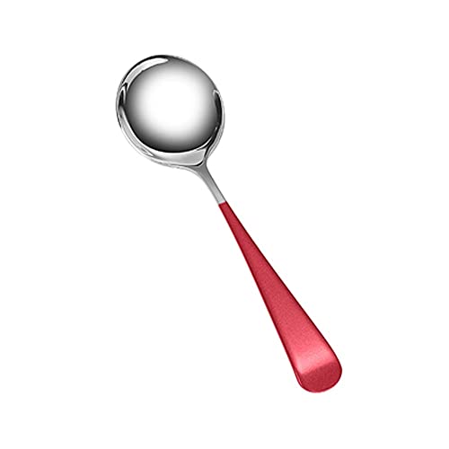MOEIDO Kochlöffel Runder Löffel aus Edelstahl, langen Löffel, verdickter kleiner Suppenlöffel, spiegelpoliert, geeignet für Zuhause, Küche oder Restaurant etc (Color : Red) von MOEIDO