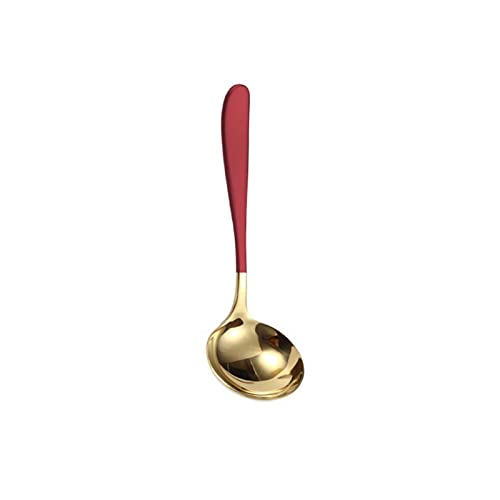 MOEIDO Löffel Edelstahl Löffel Langer Griff Kochen Gespeicherte Goldsuppe Löffel-Siebschaltung für Küchentabendessen Geschirr (Color : Red) von MOEIDO