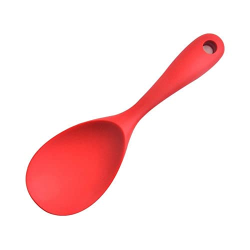 MOEIDO Löffel Home Use Large Silicone Long Handle Spoon High Grade Mixing Ladle Cooking Kitchen Soup Spoons Tableware Kitchen Accessories(Color:Red) von MOEIDO