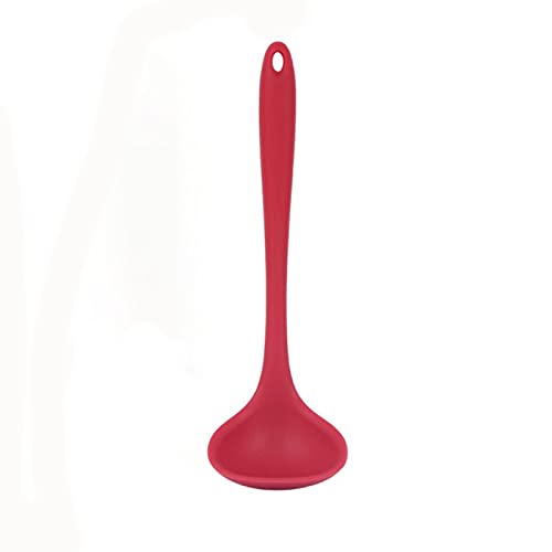 MOEIDO Löffel Silicone Ladle Soup Spoon Non-stick Curved Handle Unbreakable Big Round Scoop for Dinner Creative Kitchen Dining Tool Tableware(Color:Red) von MOEIDO