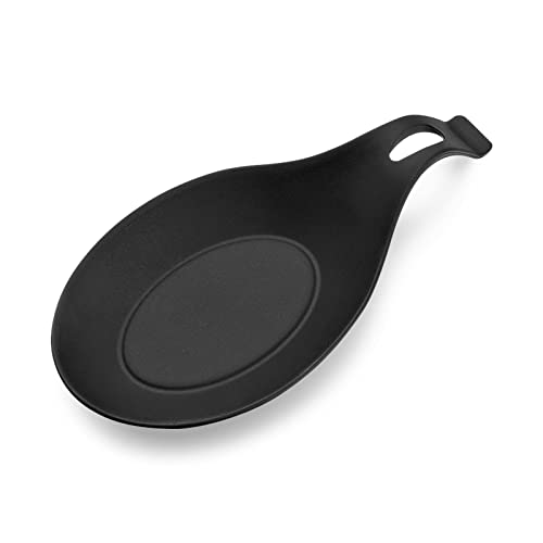 MOEIDO Löffelhalter Bunter Silikon-hitzebeständiger Löffel-Regal-Auflage-Utensilien-Spachtel-Halter-Gadget-Küchen-Aufbewahrungs-Werkzeug-Schaufel-Halterungs-Ständer (Color : Black) von MOEIDO