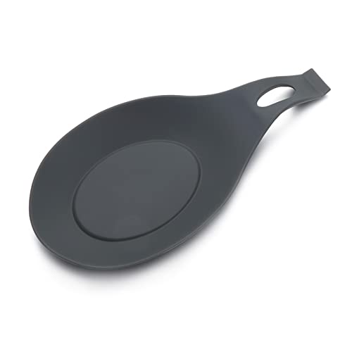 MOEIDO Löffelhalter Bunter Silikon-hitzebeständiger Löffel-Regal-Auflage-Utensilien-Spachtel-Halter-Gadget-Küchen-Aufbewahrungs-Werkzeug-Schaufel-Halterungs-Ständer (Color : Dark Grey) von MOEIDO