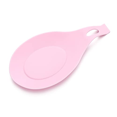 MOEIDO Löffelhalter Bunter Silikon-hitzebeständiger Löffel-Regal-Auflage-Utensilien-Spachtel-Halter-Gadget-Küchen-Aufbewahrungs-Werkzeug-Schaufel-Halterungs-Ständer (Color : Pink) von MOEIDO