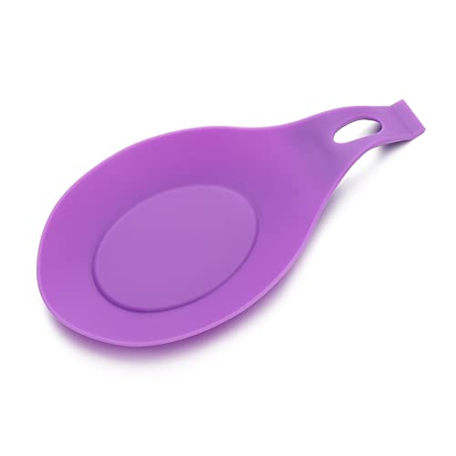 MOEIDO Löffelhalter Bunter Silikon-hitzebeständiger Löffel-Regal-Auflage-Utensilien-Spachtel-Halter-Gadget-Küchen-Aufbewahrungs-Werkzeug-Schaufel-Halterungs-Ständer (Color : Purple) von MOEIDO