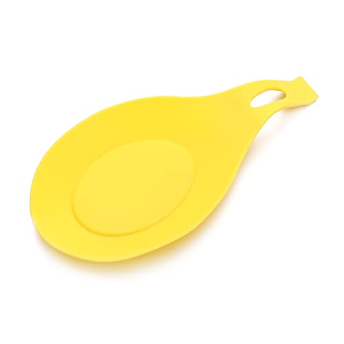 MOEIDO Löffelhalter Bunter Silikon-hitzebeständiger Löffel-Regal-Auflage-Utensilien-Spachtel-Halter-Gadget-Küchen-Aufbewahrungs-Werkzeug-Schaufel-Halterungs-Ständer (Color : Yellow) von MOEIDO