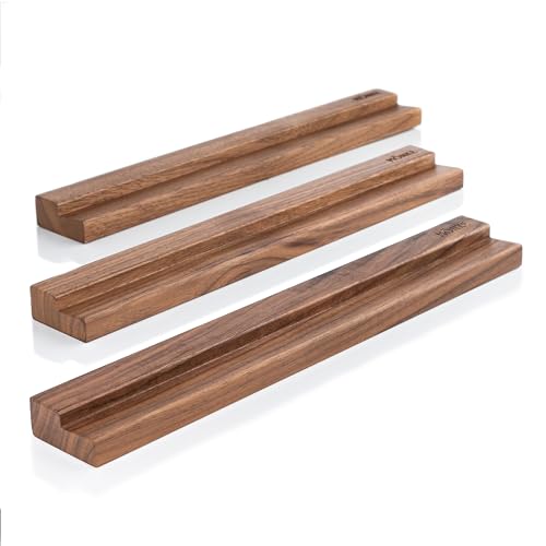 MÖNKE 3 Vinyl-Schallplattenregale - Präsentieren Sie Ihre aktuellen oder bevorzugten Schallplatten elegant an der Wand - Für 3 Schallplatten beliebiger Größe (Walnuss) von MÖNKE