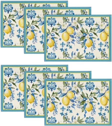 Platzsets Sommer Zitrone,Platzdeckchen Waschbar 6er-Set,MOERAE Leinen Tischset 30x45cm,Placemat Für Camping Garten Küche Outdoor Platzsets Sommer Zitrone,Platzdeckchen Waschbar 6er-Set,MOERAE Leinen Tischset 30x45cm,Placemat Für Camping Garten Küche Outdoor von MOERAE