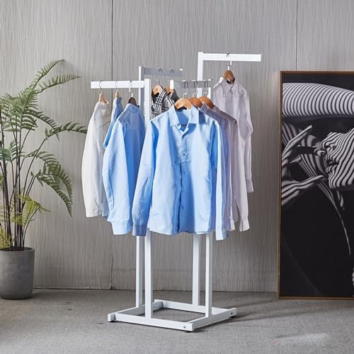 Kleiderständer Zum Aufhängen Von Kleidung Im Einzelhandel – Ausziehbare Kleiderstange - Bodenstehender Kleiderständer Aus Metall, Anhebbare Kleiderständer Zum Aufhängen (Color : White) von MOERGO