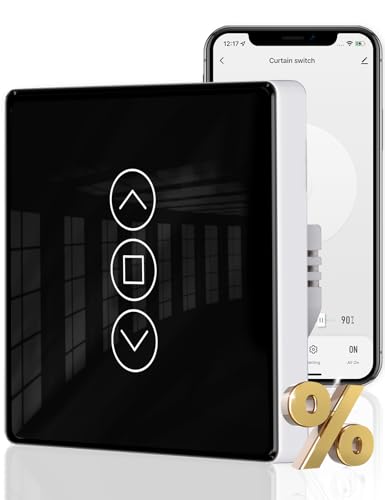 MOES 2.5D Rolladenschalter Smart Wlan mit Prozentanpassung,Kompatibel mit Alexa und Google Home, Zeitschaltuhr und Sprachsteuerung,Rolladensteuerung Unterputz,Neutralleiter erforderlich(Schwarz) von MOES