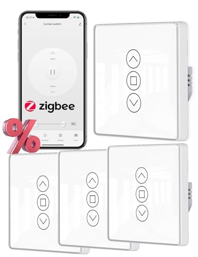 MOES 2.5D Smart Rolladenschalter,Zigbee Alexa Rolladensteuerung mit Prozentanpassung,Zeitschaltuhr,Rolladen Switch Unterputz Kompatibel mit Alexa und Google Home,Zigbee gateway erforderlich,4 Stück von MOES