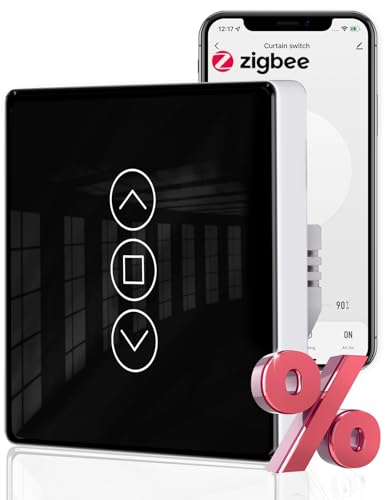MOES 2.5D Smart Rolladenschalter,Zigbee Alexa Rolladensteuerung mit Prozentanpassung,Zeitschaltuhr,Rolladen Switch Unterputz Kompatibel mit Alexa und Google Home,Zigbee gateway erforderlich,Schwarz von MOES