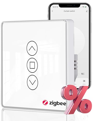 MOES 2.5D Smart Rolladenschalter,Zigbee Alexa Rolladensteuerung mit Prozentanpassung,Zeitschaltuhr,Rolladen Switch Unterputz Kompatibel mit Alexa und Google Home,Zigbee gateway erforderlich,Weiß von MOES