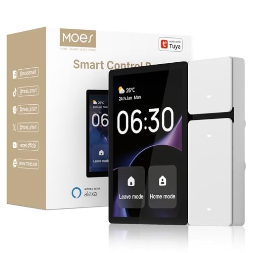MOES 3.5'' Smart Home Display, Control Panel Integrierter BLE & Mesh Hub,Smart Schalter, IR-Fernbedienung fürTuya Geräte, Türklingeln, Lichtschalter,Thermostate, Kompatibel mit Alexa & Google Home von MOES