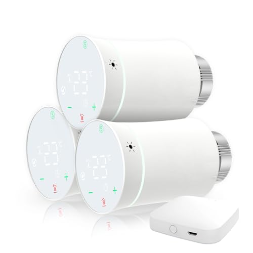 MOES Heizkörperthermostat WLAN,3X Thermostat Heizung Smart,Energie Sparen,Programmierbarer Heizungsthermostat,Kompatibel Alexa/Google Home Stimmenkontrolle,MOES/Smart Life/Tuya APP von MOES