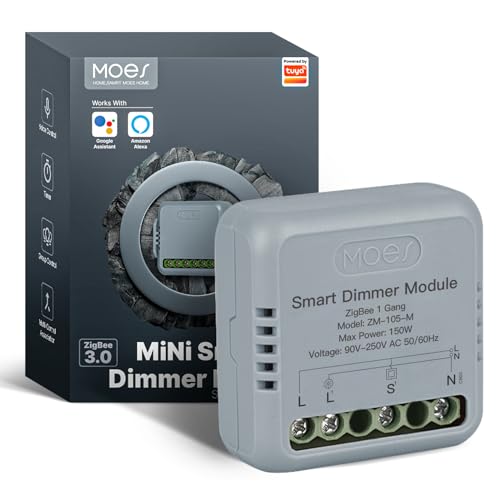 MOES Mini ZigBee LED Dimmer Schalter Modul,Smart Unterputz Dimmschalter für Alexa Google Home,Erfordert MOES ZigBee Hub,1 Gang von MOES