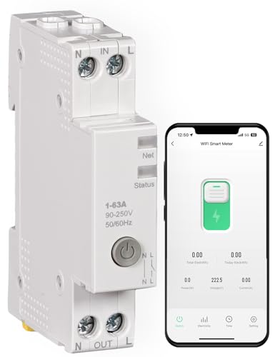MOES Smart Zeitschaltuhr Hutschiene 1P+N 16A 25A 40A 63A Mit Metering,Wlan Schalter für Sicherungsautomat Kompatibel Alexa & Google Home, Überstrom- und Überspannungsschutz, Smart Life/Tuya App von MOES