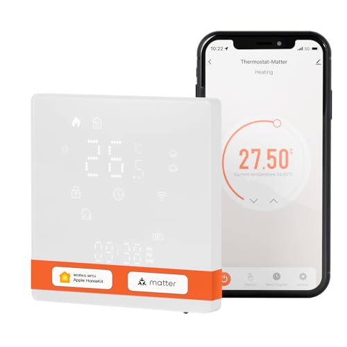 MOES Smart Matter Thermostat Fussbodenheizung Wasser, Raumthermostat Fußbodenheizung WLAN Programmierbare Kompatibel mit Apple Home, SmartThings, Alexa, Google Home,Smart Life/Tuya App von MOES