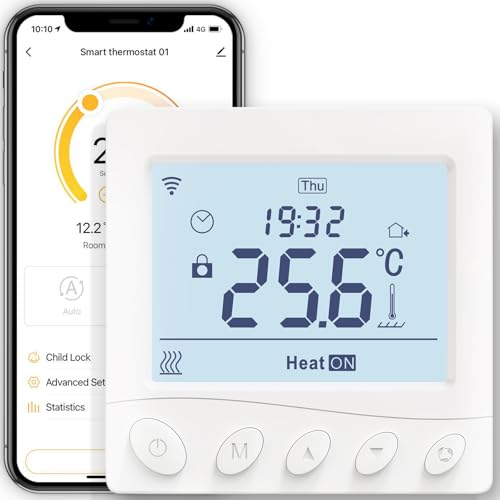 MOES Smart Thermostat Fussbodenheizung Elektrisch, Raumthermostat Fußbodenheizung WLAN Programmierbare Kompatibel mit Alexa/Google Home,Smart Life/Tuya App von MOES