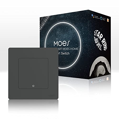 MOES Smart Lichtschalter,Zigbee Schalter ohne Neutralleiter (Erfordert MOES Hub),Star Ring Series Schalter Unterputz,Kompatibel mit Alexa und Google Assistant 1 GANG von MOES