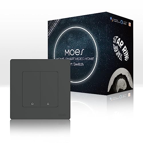 MOES Star Ring Series Smart Lichtschalter(ohne Neutralleiter)- ZigBee Smart Wireless Wall Switch mit Szenensteuerung Benötigen Sie Zigbee 3.0 MOES Hub,Kompatibel mit Alexa und Google Assistant von MOES