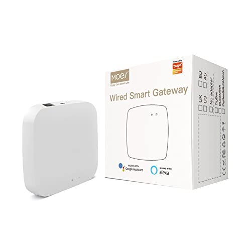 MOES Tuya ZigBee Wired Smart Gateway/Hub für Tuya ZigBee Produkt, Smart Life APP Drahtlose Fernbedienung Funktioniert mit Alexa Google, Netzwerkkabel zum Verbinden von Router und Tuya Hub erforderlich von MOES