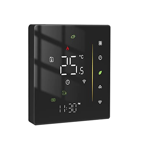 MOES WLAN Smart Thermostat, Warmwasser Thermostat Fussbodenheizung, Programmierbar Raumthermostat Für 5A, Schwarz Heizungsthermostat Tuya/Smart Life APP, Alexa/Google Home Sprachsteuerung von MOES