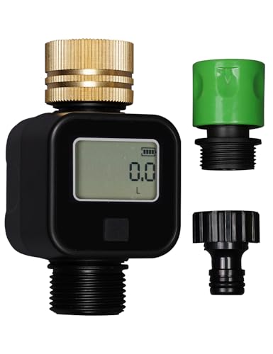 MOES Wasserzähler,Praktischer Wasseruhr für Garten,4 Modi zur Kontrolle des Wasserverbrauchs,Wassermengenzähler für Wasserhahn/Verbrauchsgerät,180° Drehbarer digitaler Durchflussmesser von MOES