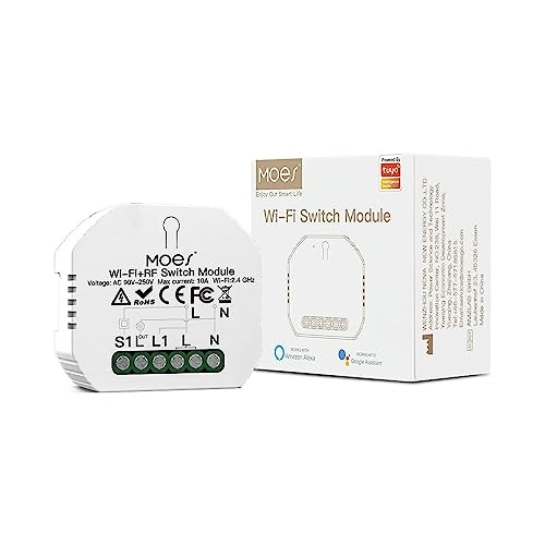 MOES WLAN Schalter,RF433 Smart Alexa Lichtschalter Modul,Kompatibel mit Smart Life Tuya App, Alexa und Google Home von MOES