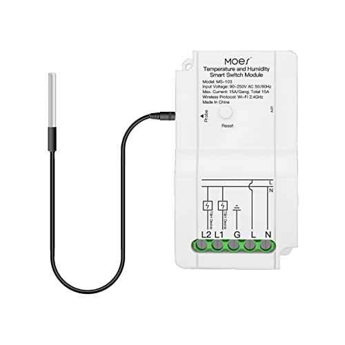 MOES WiFi Smart DIY Switch Modul mit wasserdichtem Temperatursensor, Dual Output Controller, Smart Life App Wireless Remote Control, funktioniert mit Alexa Google Home von MOES