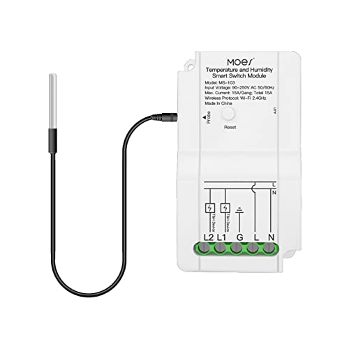 MOES WiFi Smart DIY Switch Modul mit wasserdichtem Temperatursensor, Dual Output Controller, Smart Life App Wireless Remote Control, funktioniert mit Alexa Google Home MOES WiFi Smart DIY Switch Modul mit wasserdichtem Temperatursensor, Dual Output Controller, Smart Life App Wireless Remote Control, funktioniert mit Alexa Google Home von MOES