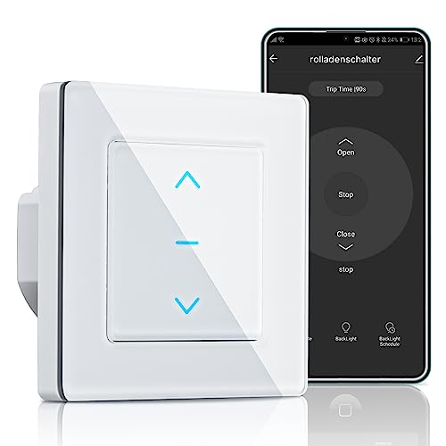 MOES Wlan Smart Rolladenschalter,Prozentuale Rolladensteuerung, Touch Alexa Rolladen Schalter, Smart Jalousie, Roller Shutter Switch mit Smart Life/Tuya App, Alexa/Google，Weiß von MOES