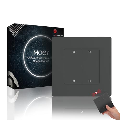 MOES ZigBee Scene Funkschalter,Smart Schalter ohne Installation,MOES ZigBee Hub Erforderlich,4 Gang von MOES