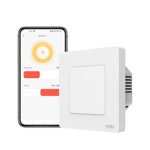 MOES Zigbee Smart Dimmer Lichtschalter,Erfordert Neutralleiter und MOES Zigbee Gateway,Wechselschalter Unterputz,kompatibel mit Alexa und Google Home,No kompatibel mit Philips Hue(1 Fach) von MOES