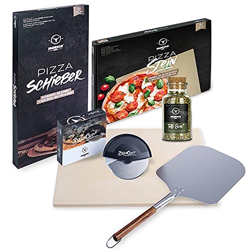 MOESTA-BBQ 10596 - Pizza Home-Kit für Küche/Backofen – Set 4.TLG: Pizza-Stein, Pizza-Rad, Pizza-Schieber, Pizza-Gewürz von MOESTA BBQ EST. 2012